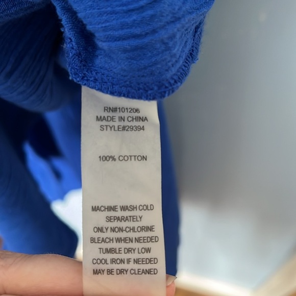 Soft Surroundings Crinkle Crepe Long Sleeve Button Up 100% Cotton Tunic Top - Picture 6 of 6